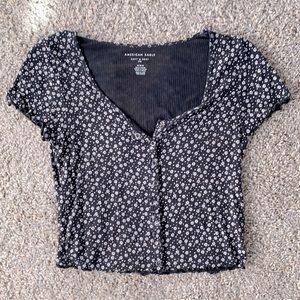 American Eagle Soft & Sexy Black Ribbed Shirt